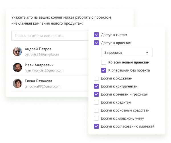 Гибкие настройки доступа